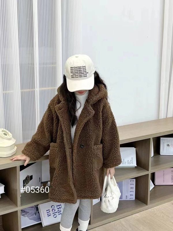 <<100-140>>萌趣暖羊羔毛大衣外套-咖色 