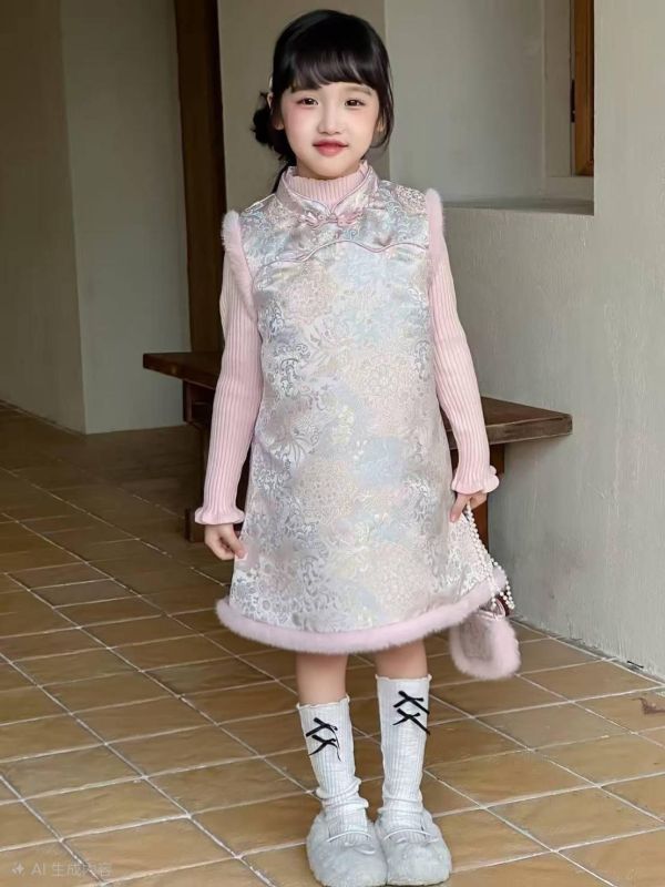 <<110-150>>朦朧錦緞毛邊氣質套裝(2色) 