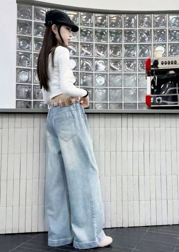 <<140-160>>韓系漫步直筒牛仔褲 