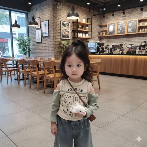 <<80-130>>糯學院風露肩字母上衣 