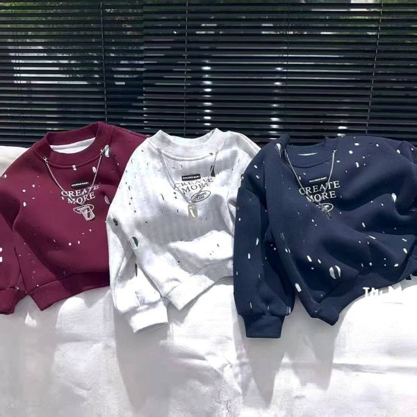 <<90-130>>藝術家潑彩加絨上衣(2色) 