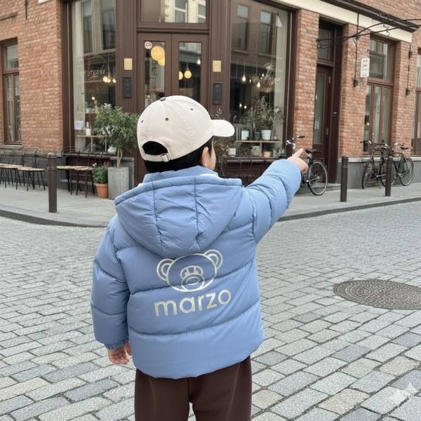 <<90-130>>北極熊寶藍色羽絨外套 