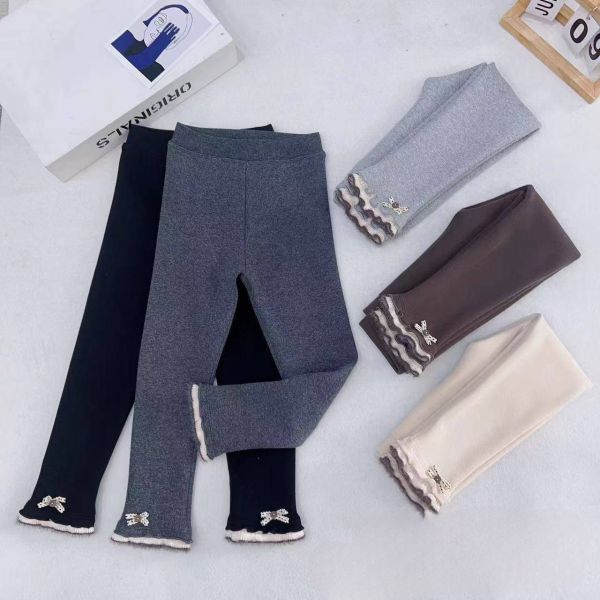 <<90-130>>花邊蝴蝶結加絨內搭褲(2色) 