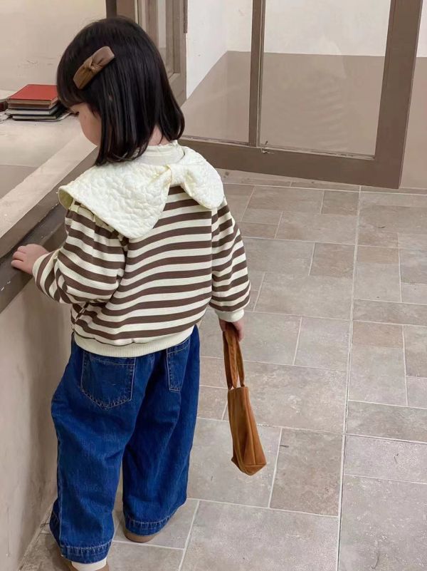 <<90-130>>冬日條紋童話加薄絨外套(2色) 