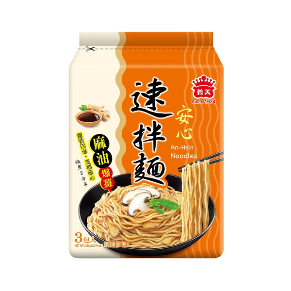 義美 安心速拌麵 麻油爆薑 3包入 