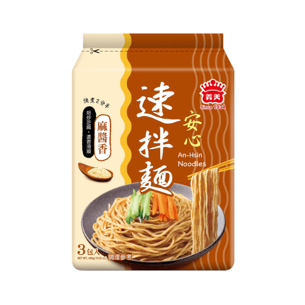 義美 安心速拌麵 麻油爆薑 3包入 