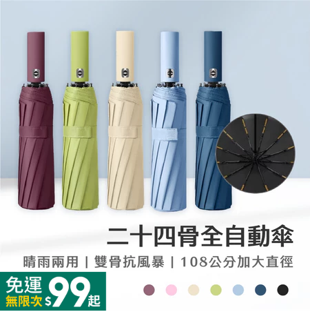 【雨季現貨】24骨自動開合傘 雙龍骨 防風 抗風暴 超大傘面 防曬陽傘 雨傘 摺疊傘 自動傘 
