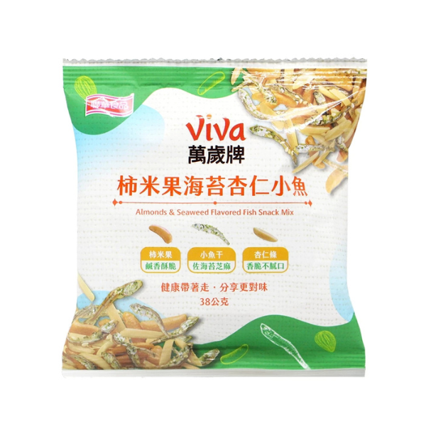 萬歲牌市柿米海苔杏仁小魚38g 