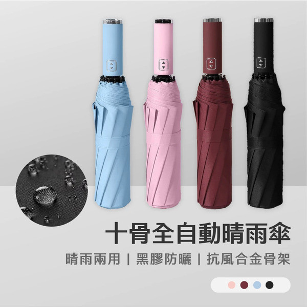 10骨全自動晴雨傘/附傘套 