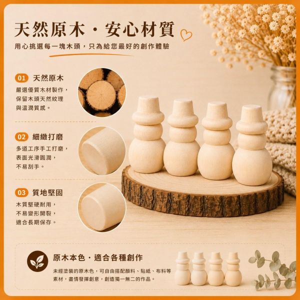 彩繪木頭雪人 4入【中羿創客+】｜聖誕雪人｜木製雪人｜彩繪白胚｜DIY材料｜美勞材料｜畫畫素材 彩繪木頭雪人,聖誕雪人,木製雪人,彩繪白胚,DIY材料,美勞材料,畫畫素材,親子手作,幼兒園美勞,聖誕DIY,聖誕擺飾,天然原木,手作素材,木工材料