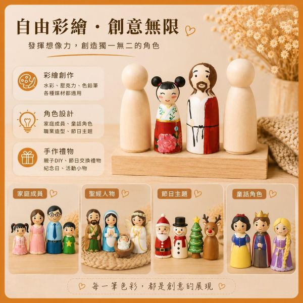 彩繪木頭人偶 4入【中羿創客+】木製人偶｜木頭人｜DIY彩繪｜畫畫素材｜親子手作｜美勞材料｜彩繪白胚 彩繪木頭人偶,木製人偶,木頭人,木頭人偶,彩繪白胚,木製白胚,DIY彩繪,DIY材料,手作材料,美勞材料,彩繪材料,畫畫素材,親子手作,兒童美勞,幼兒園美勞,學校美勞材料,手作教學材料,木作素材,木頭素材,原木人偶,木製擺飾,原木擺件,DIY手作,木製工藝品