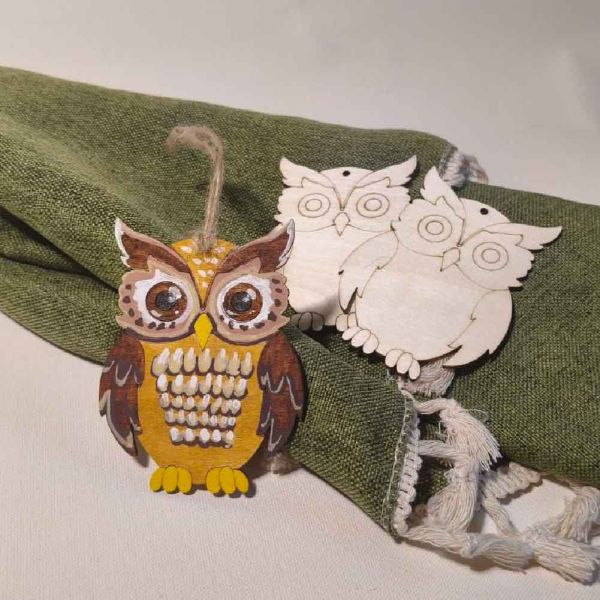 貓頭鷹造型木片(5入) 附繩子｜雷切木片｜彩繪木片｜木牌｜吊牌 ｜親子勞作｜DIY手作｜美術工藝材料 貓頭鷹造型木片,雷切木片,彩繪木片,木牌,吊牌,親子勞作,DIY手作,美術工藝材料