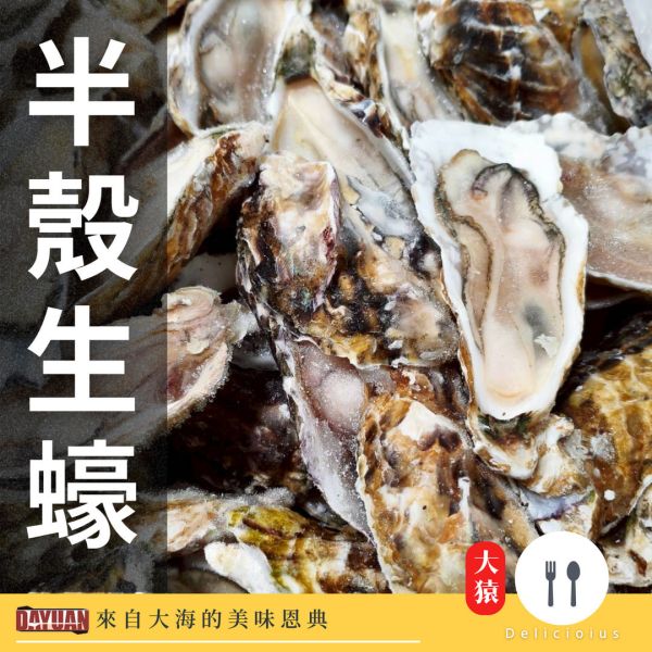 【大猿烤肉】頂級半殼生蠔 1顆 / 燒烤批發首選 職人備料, 穩定成本, 供應商直營, 起源信任, 小額免運, 半殼生蠔, 冷凍生蠔批發, 散裝海鮮, 台中自取, 串燒大哥, 餐廳採購推薦