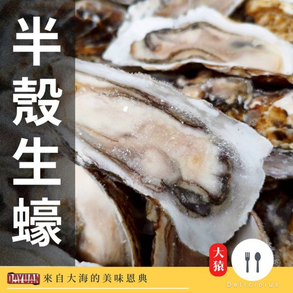 【大猿烤肉】頂級半殼生蠔 1顆 / 燒烤批發首選 職人備料, 穩定成本, 供應商直營, 起源信任, 小額免運, 半殼生蠔, 冷凍生蠔批發, 散裝海鮮, 台中自取, 串燒大哥, 餐廳採購推薦