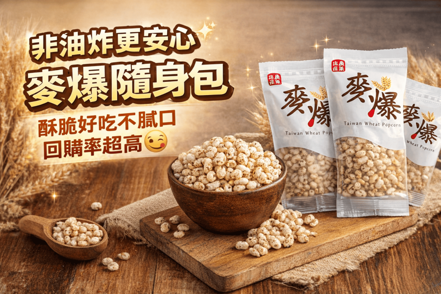 麥爆隨身包 10g 酥脆爽口 非油炸 團購爆款 健康零食 追劇零食 台灣零食 隨手包 健康零嘴 小包裝零食 展榮商號
隨身包
台灣小麥製
膳食纖維
蛋白質