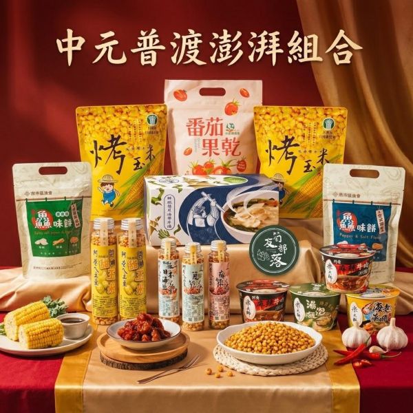 【限時限量】中元普渡組合 中元普渡,普渡組合,拜拜零食,健康零食,農會特產,湯泡飯,普渡箱,福委會採購,中元節,非油炸,澎湃包