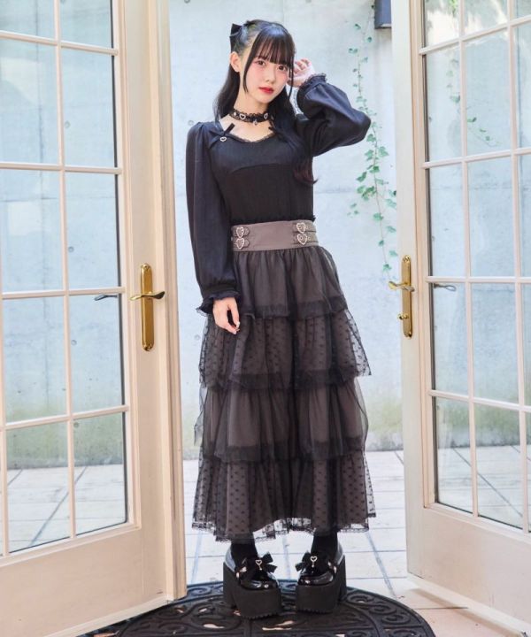 ROJITA 愛心網紗蛋糕長裙 均碼 