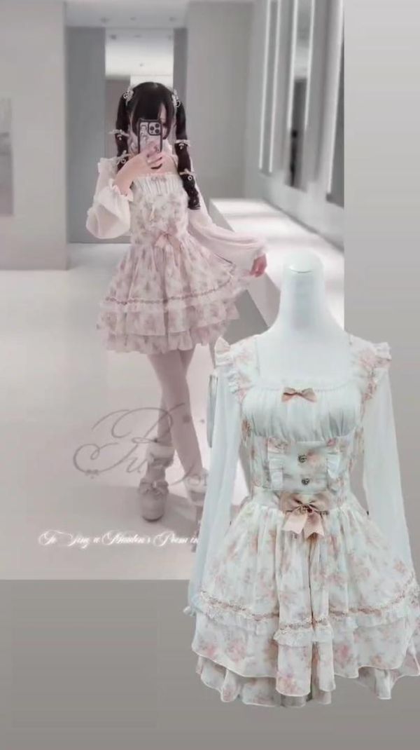 純白戀曲puresona 粉白碎花連衣裙 M碼 