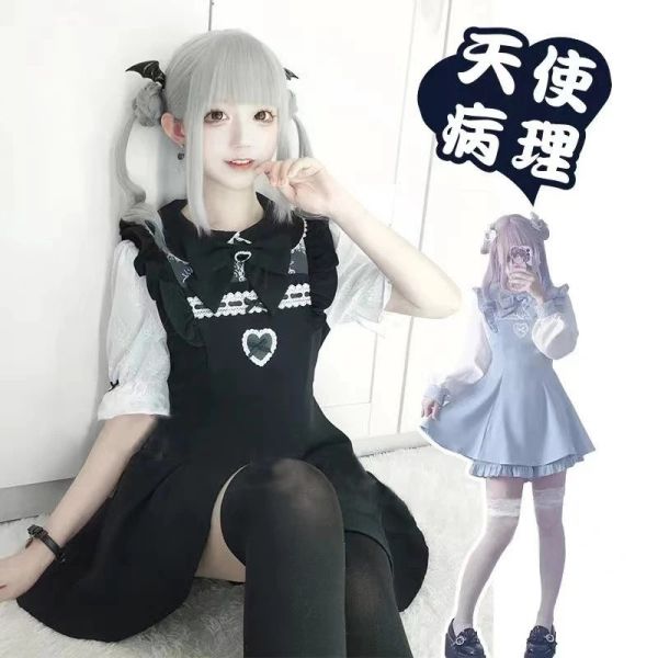銘酒學園 AngelShare 蕾絲邊短袖洋裝套裝 洋裝+褲子 黑色 / M碼/ L碼 ﻿ 
