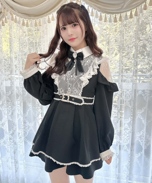 ROJITA 蕾絲拼接露肩套裝 黑色 / 粉色 / 棕色 /F碼 