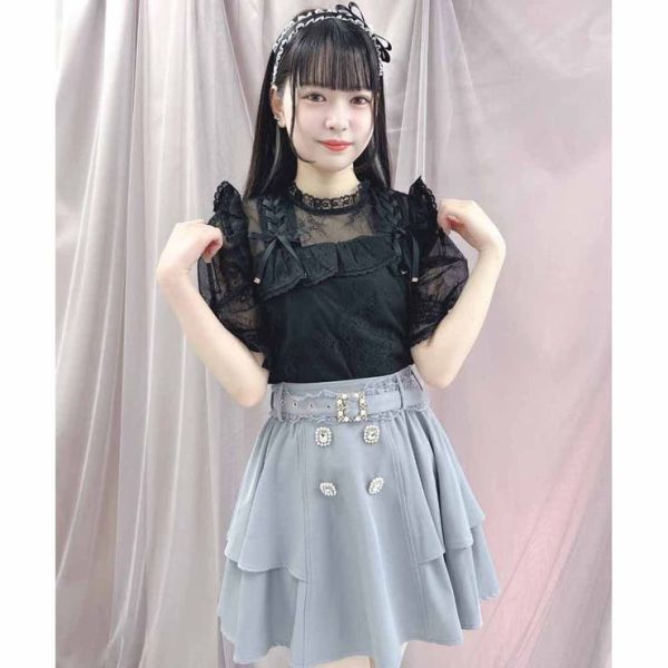 ROJITA 雙交叉綁帶蕾絲襯衫 黑色 F碼 