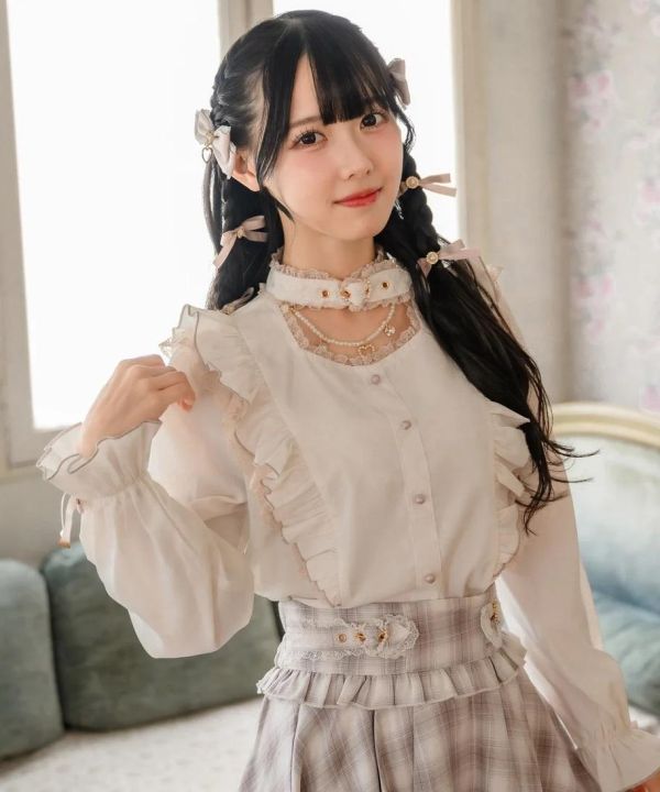 ROJITA 附愛心扣環鏈條長袖襯衫 白色 / F碼 