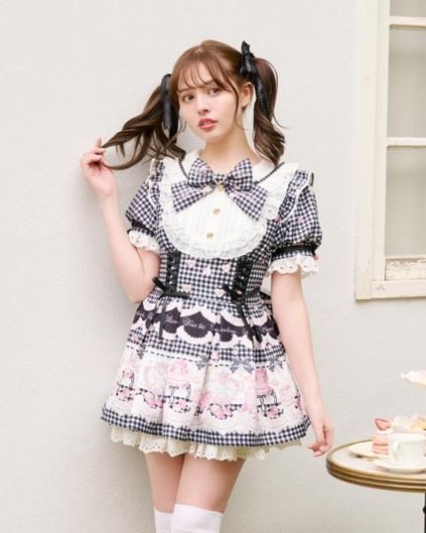 Lizlisa Sweet Gingham Tea Room 套裝 / 黑色 / F碼 