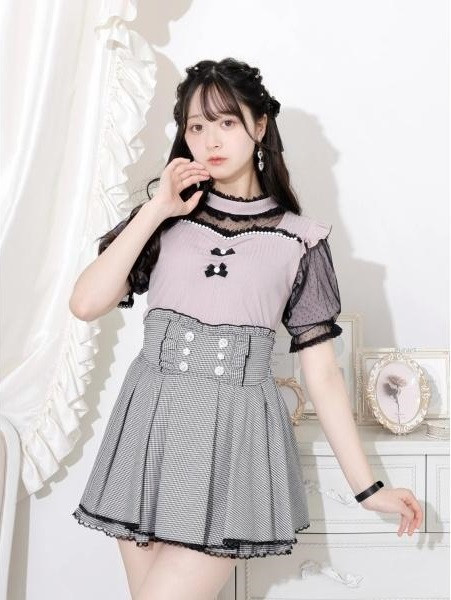 NOEMIE 圓點薄紗露肩上衣 黑色 / 粉色 M碼 