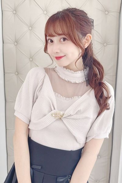 MARS Twisted Teleco TOPS 附胸針 黑色 / 粉色 F碼 