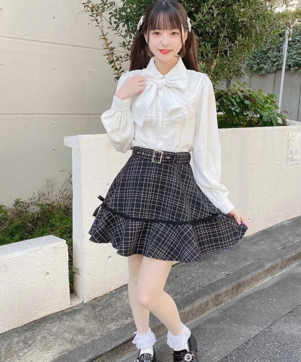 ROJITA 毛絨魚尾迷你裙 黑色 F碼 