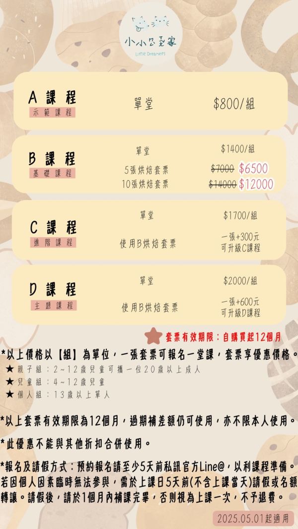 烘焙套票5張 