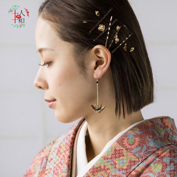 【和風紙鶴垂墜耳環】十人十和 