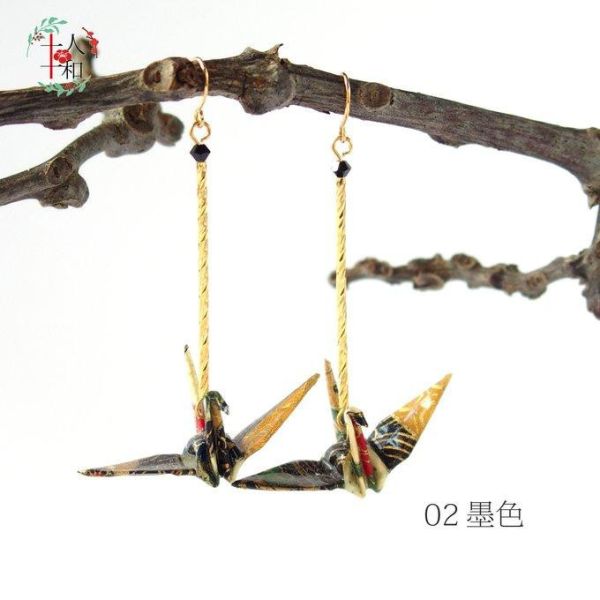 【和風紙鶴垂墜耳環】十人十和 