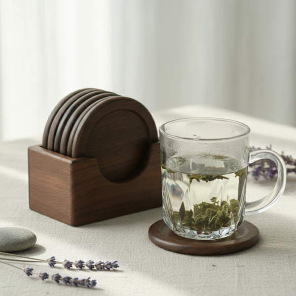 日式原木杯墊套組 