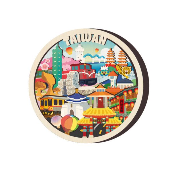 全島景點圓形DIY木質冰箱貼 木頭客製化禮物,送朋友木製禮物,生活用品刻字訂做,一件也能做木製禮物,不撞禮的客製化禮物