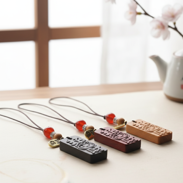 招財貓木牌吊飾(黃褐) 