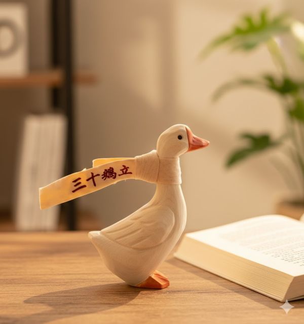 木雕大鵝擺飾 