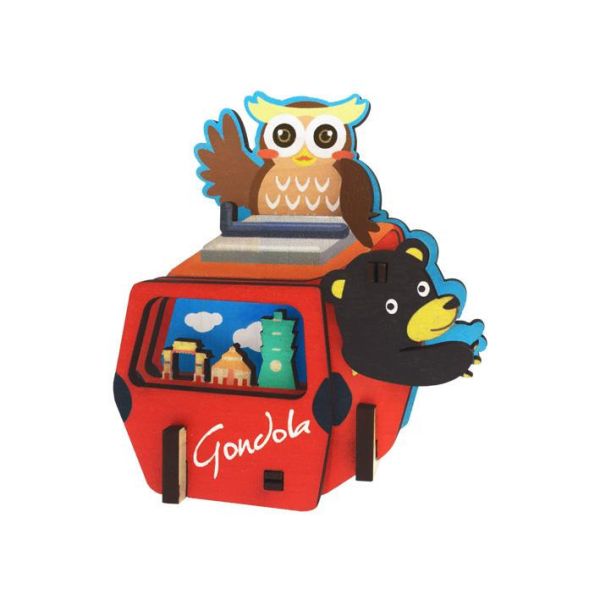 動物纜車組合冰箱貼 木頭客製化禮物,送朋友木製禮物,生活用品刻字訂做,一件也能做木製禮物,不撞禮的客製化禮物