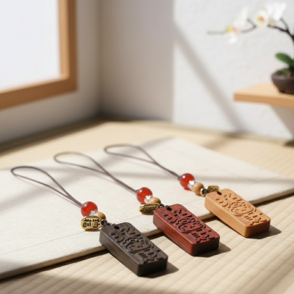 招財貓木牌吊飾(黃褐) 