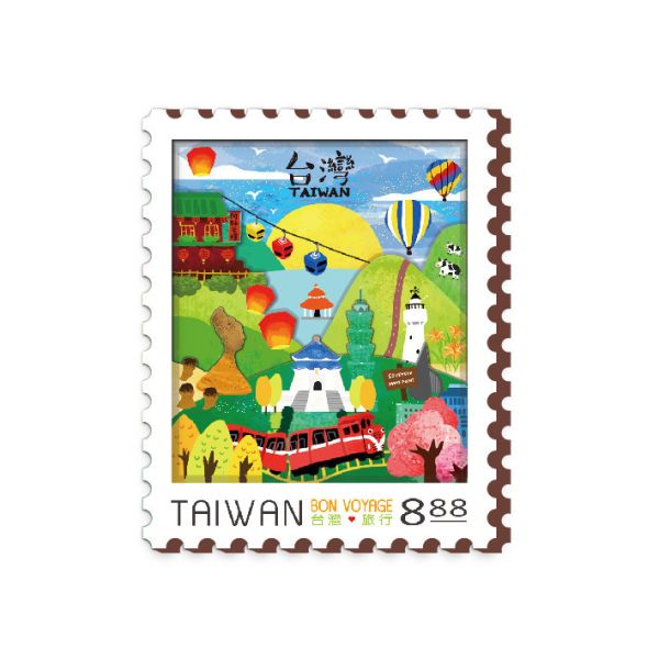 插畫台灣景點郵票形DIY木質冰箱貼 木頭客製化禮物,送朋友木製禮物,生活用品刻字訂做,一件也能做木製禮物,不撞禮的客製化禮物