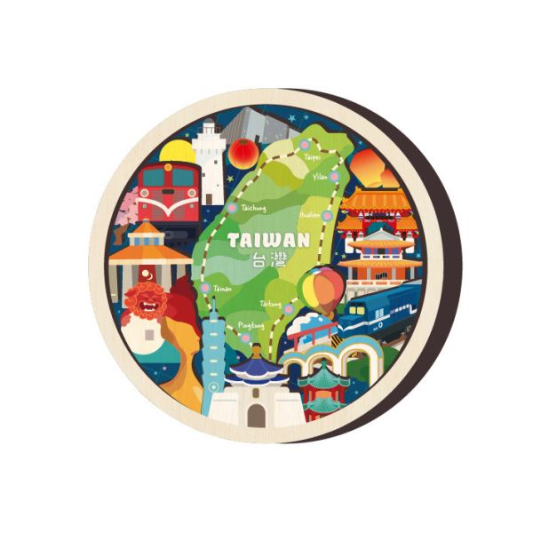 全島景點圓形DIY木質冰箱貼 木頭客製化禮物,送朋友木製禮物,生活用品刻字訂做,一件也能做木製禮物,不撞禮的客製化禮物