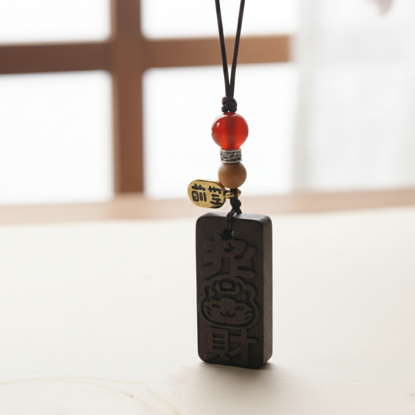 招財貓木牌吊飾 