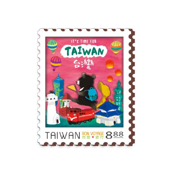 台灣黑熊景點郵票形DIY木質冰箱貼 木頭客製化禮物,送朋友木製禮物,生活用品刻字訂做,一件也能做木製禮物,不撞禮的客製化禮物