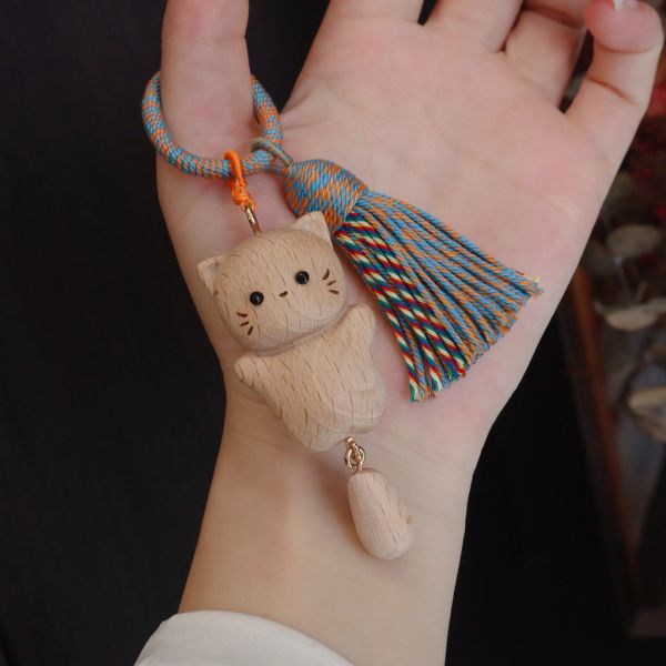 招財貓木質吊飾 