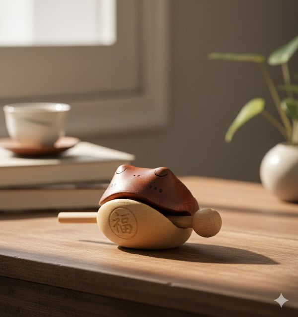 招财金蟾小木魚 