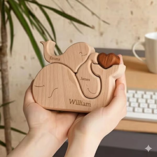 鯨魚木質拼圖 木頭客製化禮物,送朋友木製禮物,益智玩具刻字訂做,一件也能做木製禮物,不撞禮的客製化禮物