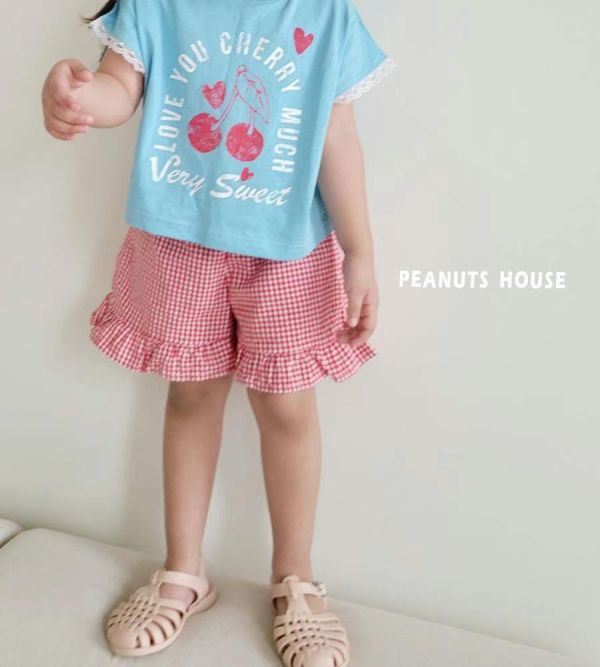 Peanuts house 花生家/2025夏/下擺荷葉短褲/2色 Peanuts house 花生家/正韓童裝/下擺荷葉短褲/2色