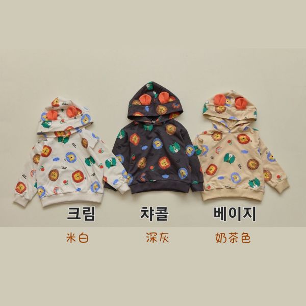 Orange mom/連帽長袖上衣/立體小耳朵/5分短褲 Orange mom/連帽長袖上衣/立體小耳朵/5分短褲/秋裝/正韓童裝