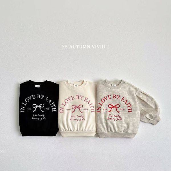 Vivid-i/長袖上衣/蝴蝶結/居家/外出/刺繡/公主長袖/3色 Vivid-i/長袖上衣/蝴蝶結/居家/外出/刺繡/公主袖/正韓童裝/韓國童裝/秋裝
