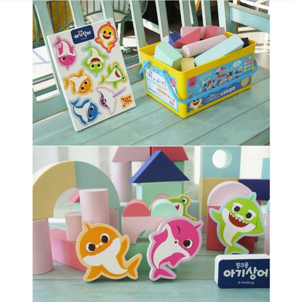 鯊魚寶寶/baby shark/軟積木/馬卡龍顏色/收納方便 鯊魚寶寶/baby shark/軟積木/馬卡龍顏色/收納/碰碰狐